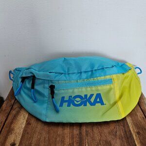 HOKA Fanny Waist Pack - Neon Teal/Yellow Adjustable Zip Pockets New Without Tags